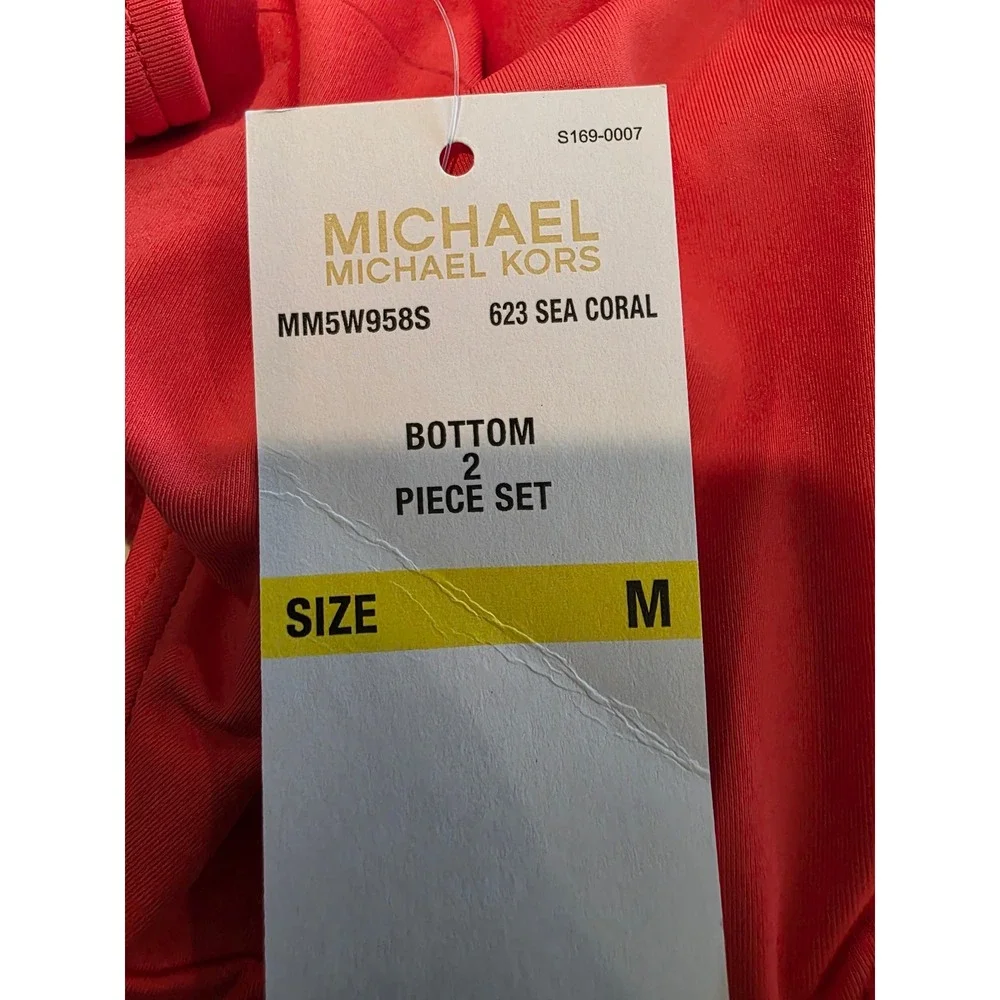 Women's sz‎ M Michael Kors Sea Coral High Waisted Bikini Bottom only MM5W958S